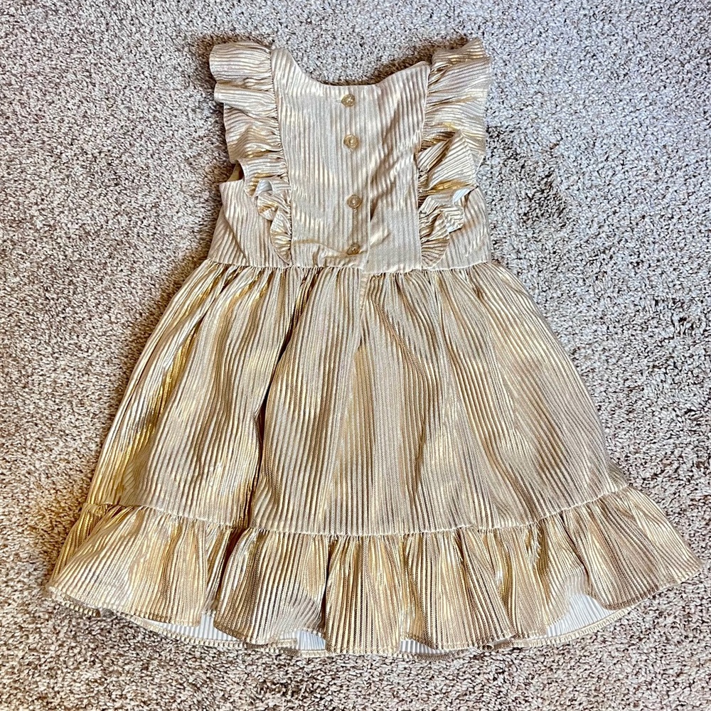 2T Gold Shimmer Tahari Holiday Dress - Picture 2 of 8